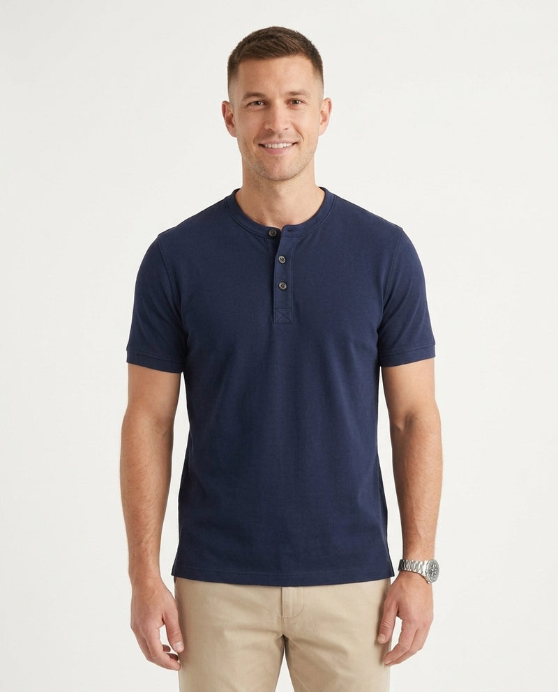 Men's Casual Henley Polo Shirt Short-Sleeve Collared Button Placket Relaxed Fit Summer Holiday Beach Everyday Smart-Casual