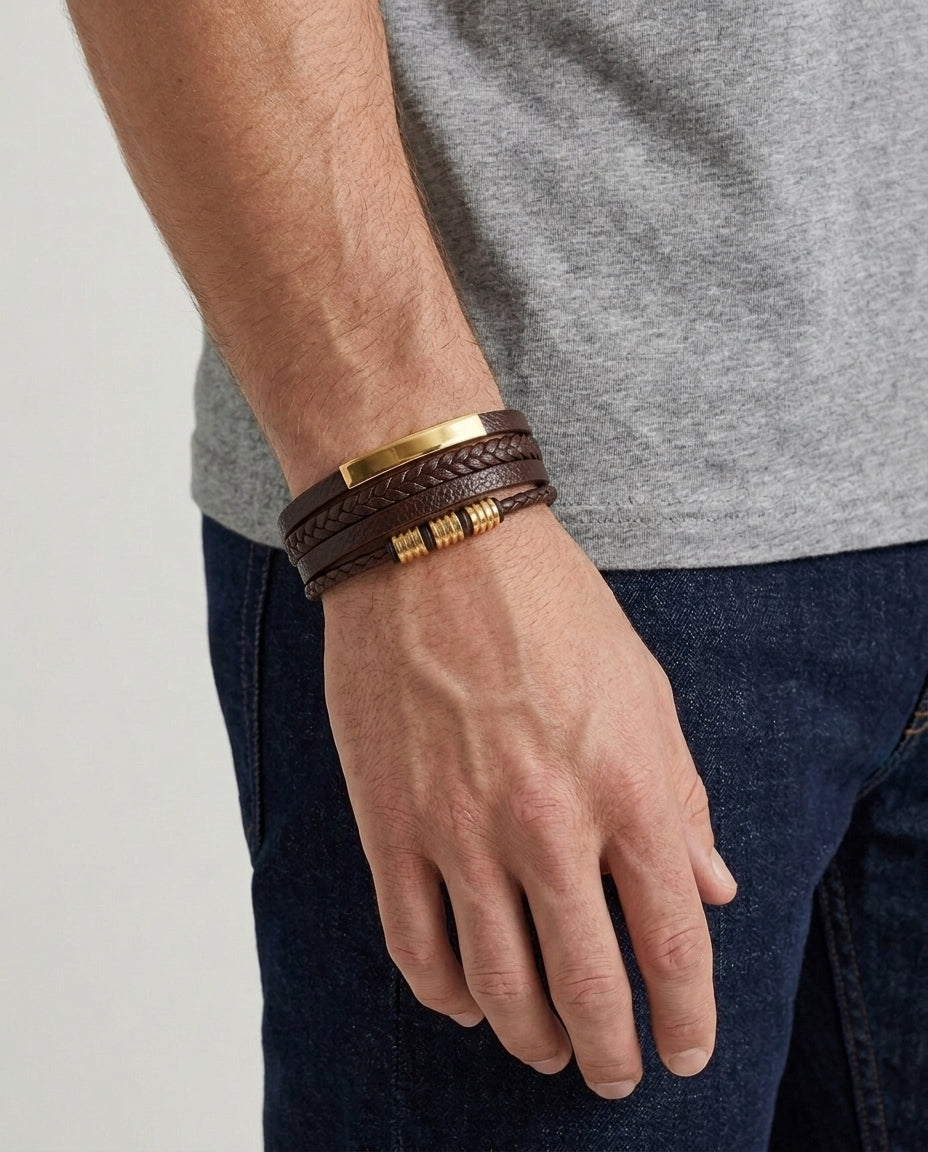 Men's Bracelet Beaded Adjustable Braided Cuff Casual Formal Smart-Casual Everyday Accessory Stackable Quentin - Variant 3 Front [Lystr 6ad09cbc88dcad5ebbecd051:variant 3:front]