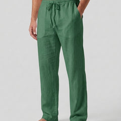Men's Relaxed Trousers Loose Fit Drawstring Elastic Waist Casual Everyday Smart-Casual Tapered Lounge Comfort Fielding - Green Front [Lystr 6ad0b327b44a5b5d01162585:green:front]
