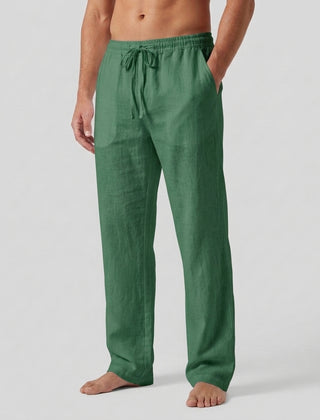 Men's Relaxed Trousers Loose Fit Drawstring Elastic Waist Casual Everyday Smart-Casual Tapered Lounge Comfort Fielding - Green Front [Lystr 6ad0b327b44a5b5d01162585:green:front]