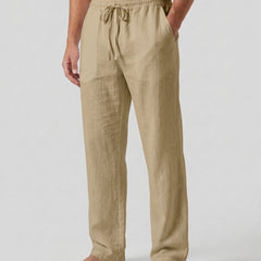 Men's Relaxed Trousers Loose Fit Drawstring Elastic Waist Casual Everyday Smart-Casual Tapered Lounge Comfort Fielding - Khaki Front [Lystr 6ad0b327b44a5b5d01162585:khaki:front]