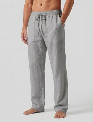 Men's Relaxed Trousers Loose Fit Drawstring Elastic Waist Casual Everyday Smart-Casual Tapered Lounge Comfort Fielding - Gray Front [Lystr 6ad0b327b44a5b5d01162585:gray:front]