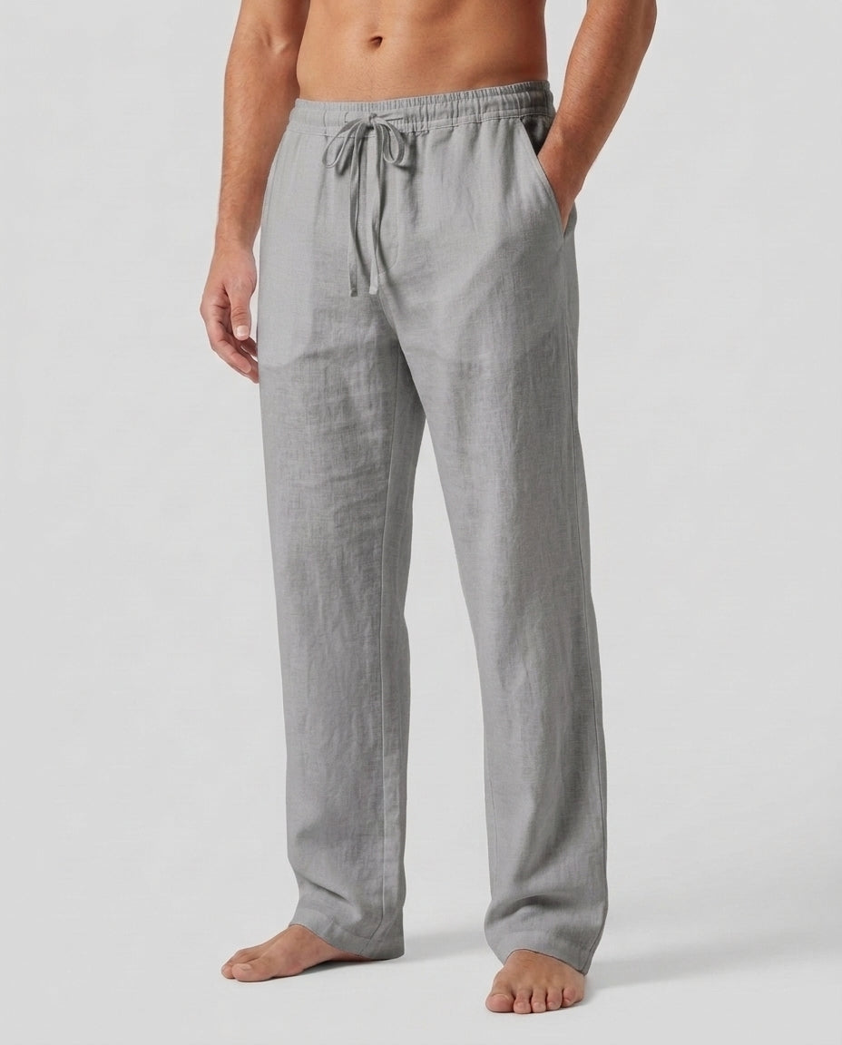 Men's Relaxed Trousers Loose Fit Drawstring Elastic Waist Casual Everyday Smart-Casual Tapered Lounge Comfort Fielding - Gray Front [Lystr 6ad0b327b44a5b5d01162585:gray:front]