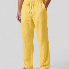 Men's Relaxed Trousers Loose Fit Drawstring Elastic Waist Casual Everyday Smart-Casual Tapered Lounge Comfort Fielding - Yellow Front [Lystr 6ad0b327b44a5b5d01162585:yellow:front]