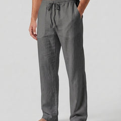 Men's Relaxed Trousers Loose Fit Drawstring Elastic Waist Casual Everyday Smart-Casual Tapered Lounge Comfort Fielding - Dark Gray Front [Lystr 6ad0b327b44a5b5d01162585:dark gray:front]