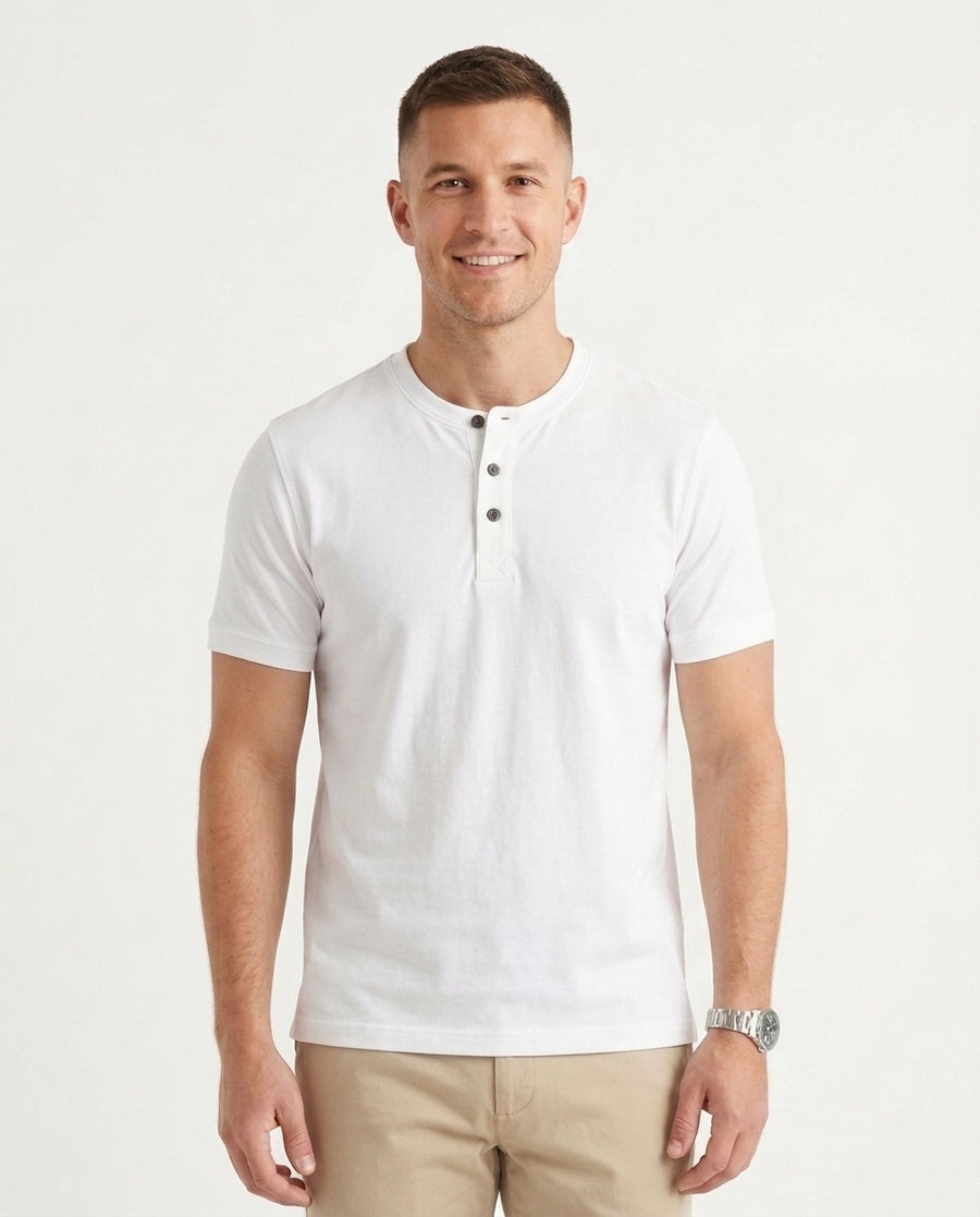 Men's Polo Shirt Short-Sleeve Collared Regular Fit Casual Smart-Casual Everyday Golf Sport Holiday Versatile Tennyson - White Front [Lystr 6ad0b816b44a5b5d01162589:white:front]