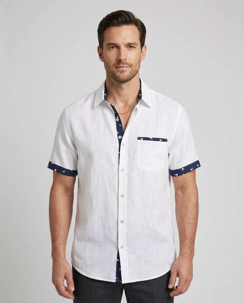 Men's Short-Sleeve Shirt Button-Up Collared Casual Holiday Beach Smart-Casual Relaxed Everyday Ellis