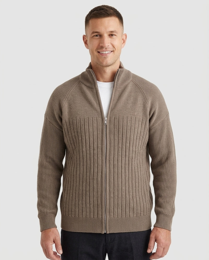 Men's Ribbed Knit Cardigan Open Front Long Sleeve Layering Casual