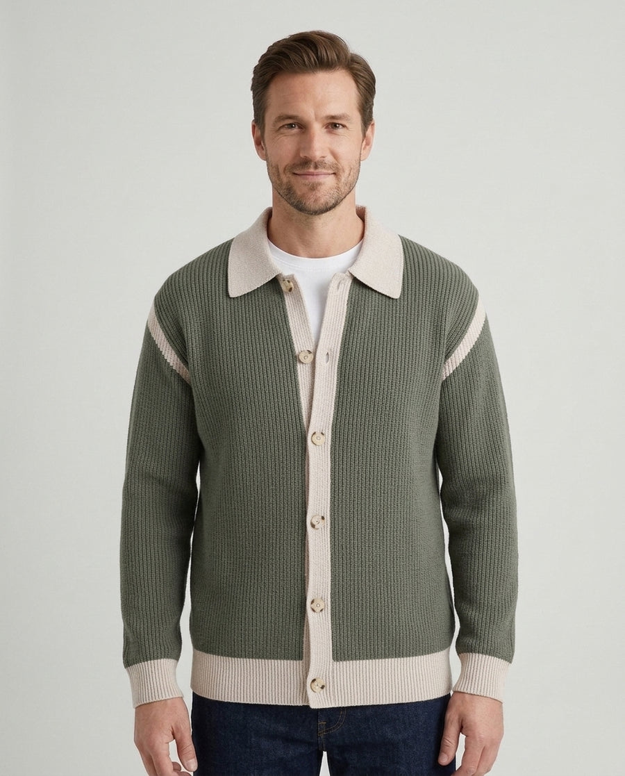 Men's Classic Cardigan Sweater Long Sleeve Open Front Casual Layering - Front [Lystr 6ad879c85fc108b9c0a90037:front]