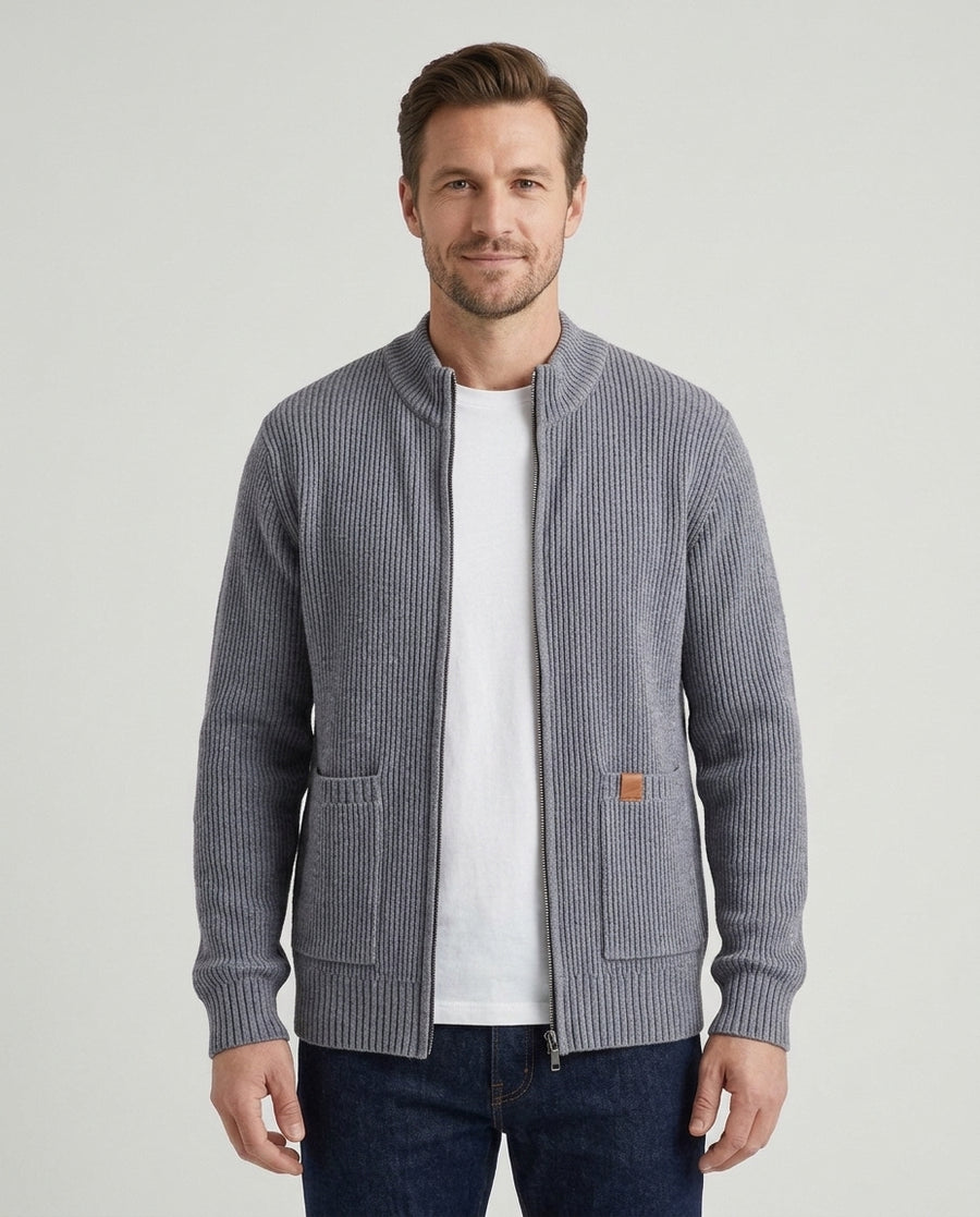Men's Ribbed Knit Cardigan Open Front Long Sleeve Casual Layering - Front [Lystr 6ad8970812cc3a36a9cfcd3f:front]