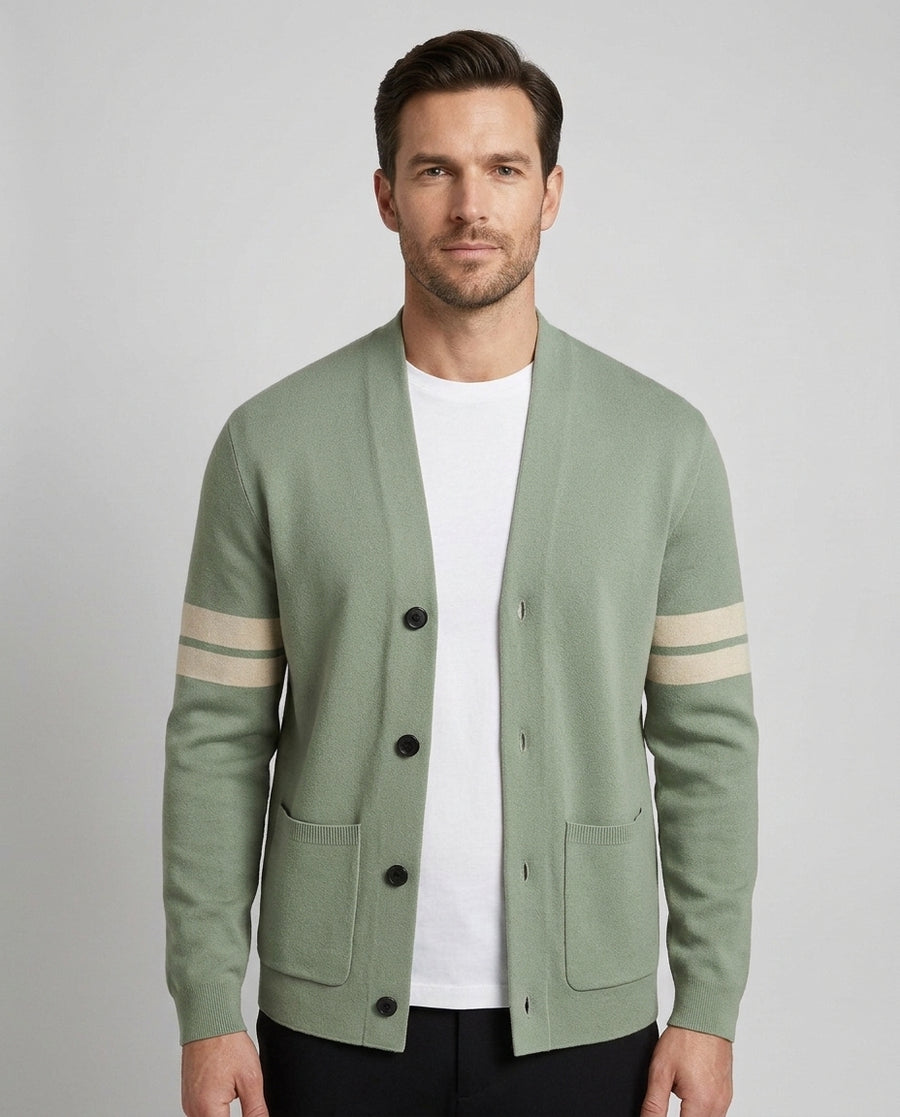 Men's Knit Cardigan Relaxed Fit Long Sleeve Open Front Casual Layering - Front [Lystr 6ad897b012cc3a36a9cfcd41:front]