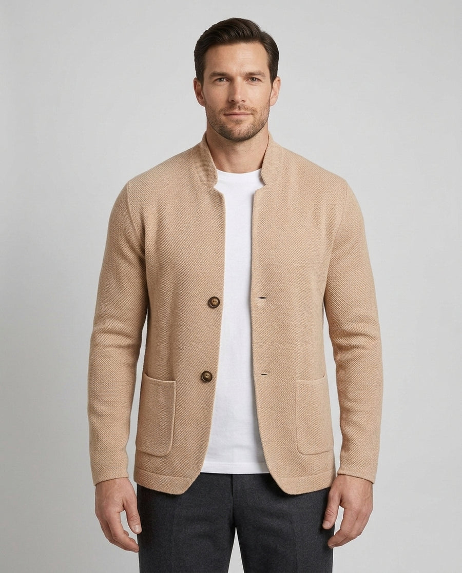 Men's Casual Structured Cardigan Relaxed Fit Long Sleeve Open Front Everyday Wear - Front [Lystr 6ad89b7b12cc3a36a9cfcd45:front]