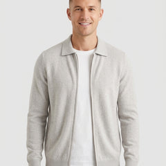Men's Timeless Zip Cardigan Relaxed Fit Long Sleeve Classic Layering Casual - Front [Lystr 6ad89cee12cc3a36a9cfcd49:front]