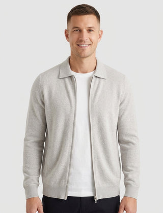 Men's Timeless Zip Cardigan Relaxed Fit Long Sleeve Classic Layering Casual - Front [Lystr 6ad89cee12cc3a36a9cfcd49:front]