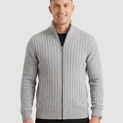 Men's Cosy Zip-Up Cardigan Relaxed Fit Long Sleeve Casual Layering - Front [Lystr 6ad8a22312cc3a36a9cfcd4d:front]