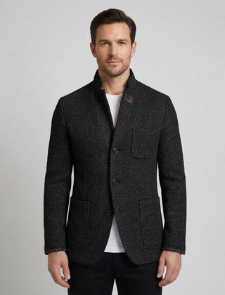 Men's Modern Cardigan Slim Fit Long Sleeve Open Front Casual Layering - Black Front [Lystr 6ad8a38112cc3a36a9cfcd4f:black:front]