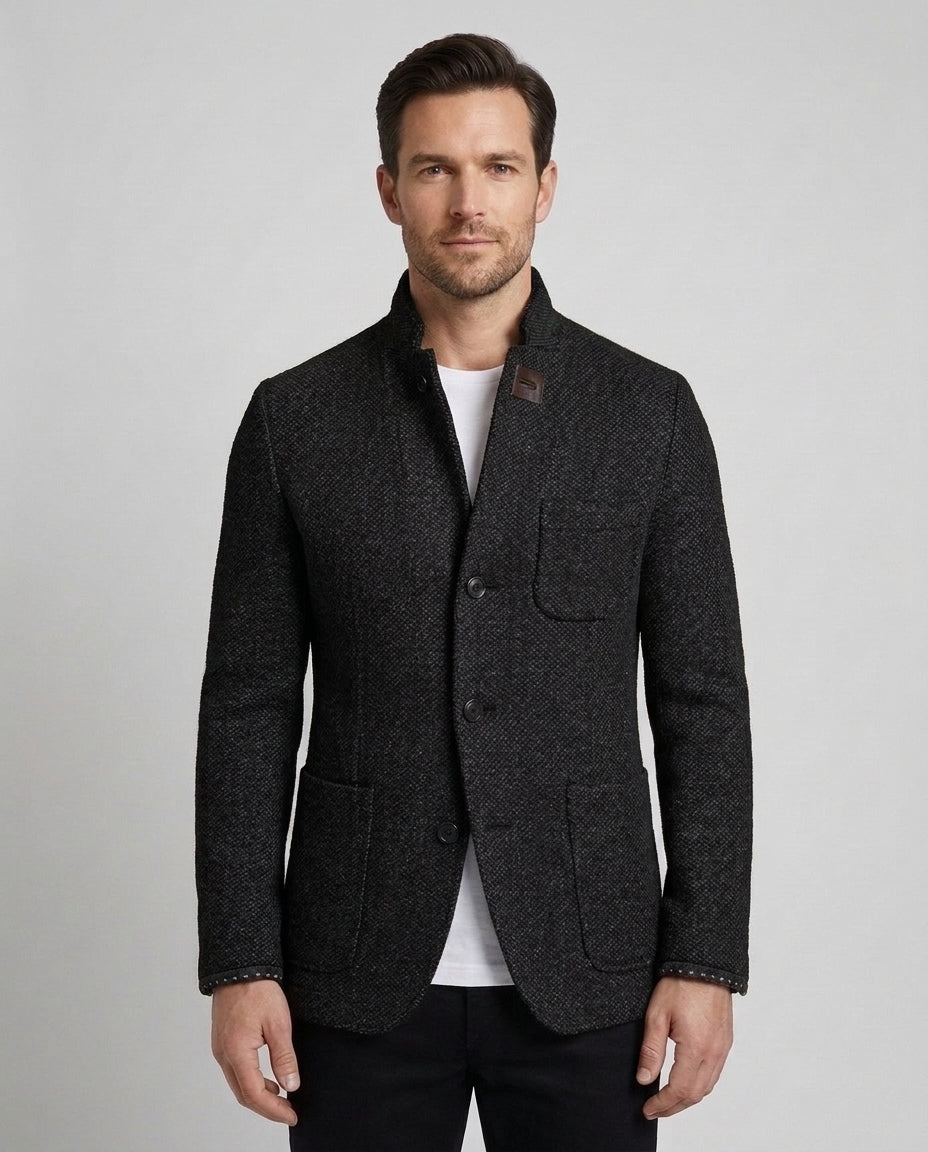 Men's Modern Cardigan Slim Fit Long Sleeve Open Front Casual Layering - Black Front [Lystr 6ad8a38112cc3a36a9cfcd4f:black:front]