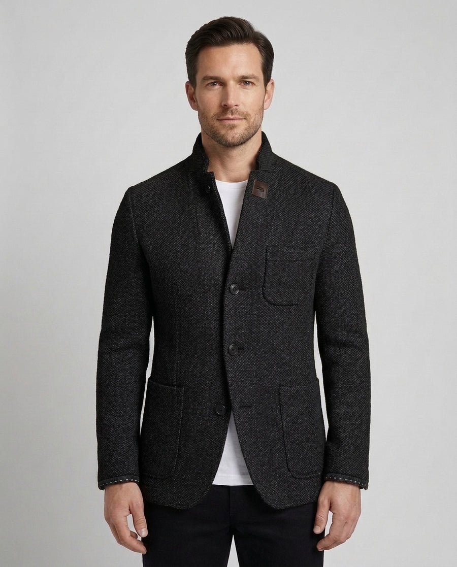 Men's Modern Cardigan Slim Fit Long Sleeve Open Front Casual Layering - Black Front [Lystr 6ad8a38112cc3a36a9cfcd4f:black:front]