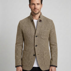 Men's Modern Cardigan Slim Fit Long Sleeve Open Front Casual Layering - Khaki Front [Lystr 6ad8a38112cc3a36a9cfcd4f:khaki:front]