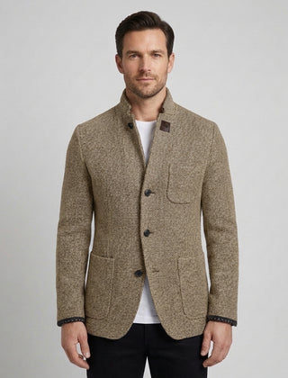 Men's Modern Cardigan Slim Fit Long Sleeve Open Front Casual Layering - Khaki Front [Lystr 6ad8a38112cc3a36a9cfcd4f:khaki:front]
