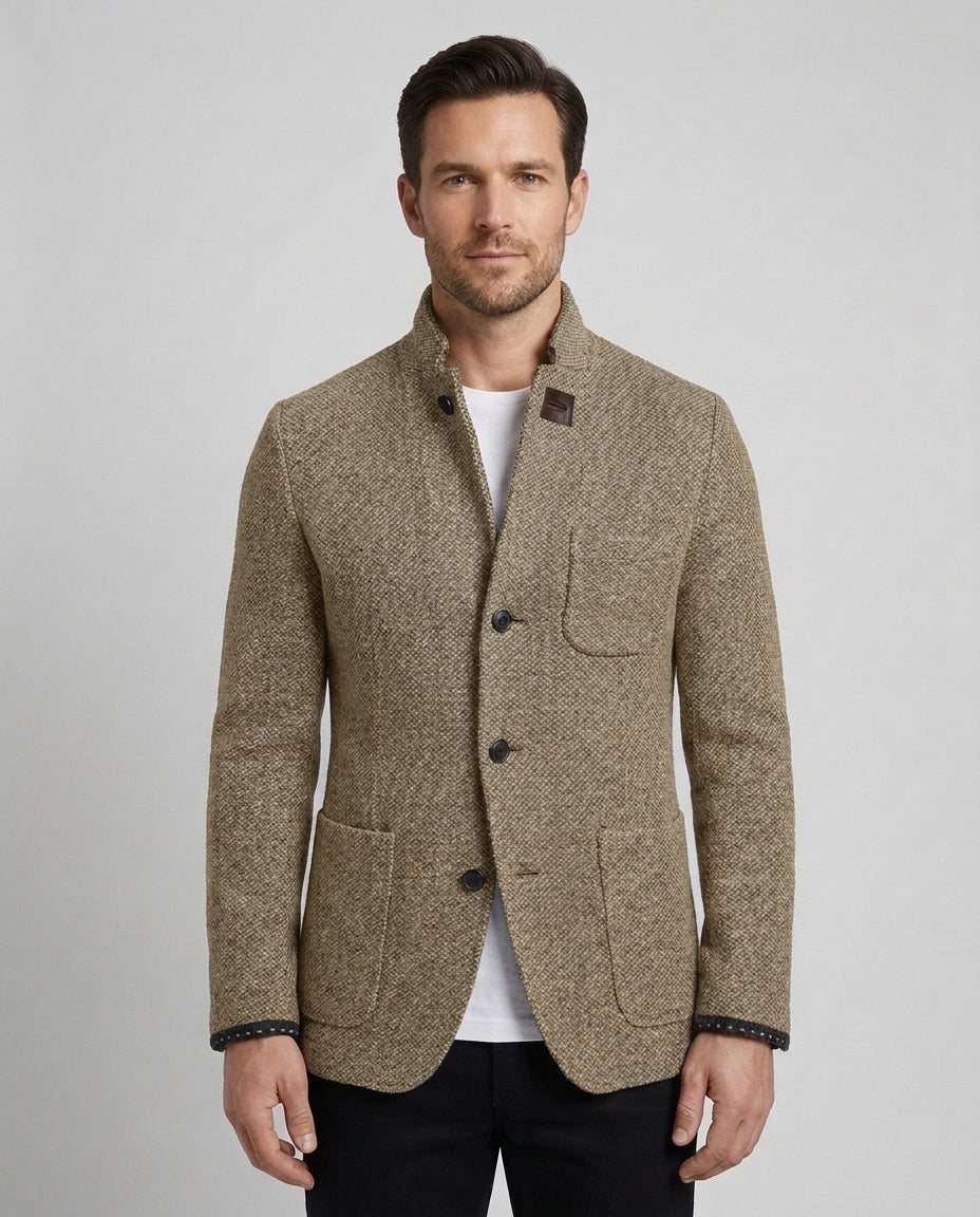 Men's Modern Cardigan Slim Fit Long Sleeve Open Front Casual Layering - Khaki Front [Lystr 6ad8a38112cc3a36a9cfcd4f:khaki:front]