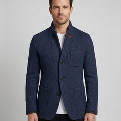 Men's Modern Cardigan Slim Fit Long Sleeve Open Front Casual Layering - Navy Blue Front [Lystr 6ad8a38112cc3a36a9cfcd4f:navy blue:front]