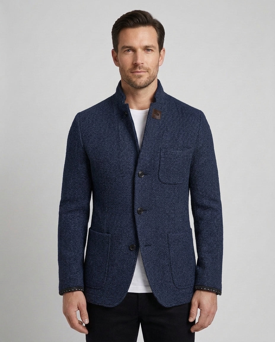 Men's Modern Cardigan Slim Fit Long Sleeve Open Front Casual Layering - Navy Blue Front [Lystr 6ad8a38112cc3a36a9cfcd4f:navy blue:front]