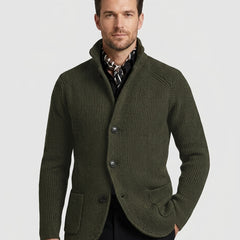 Men's Casual Overcoat Relaxed Fit Long Sleeve Lapel Closure Everyday Style - Front [Lystr 6ad8a45912cc3a36a9cfcd51:front]