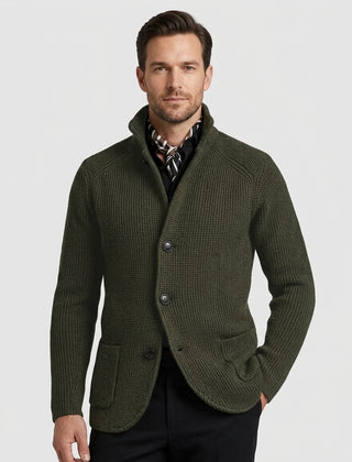 Men's Casual Overcoat Relaxed Fit Long Sleeve Lapel Closure Everyday Style - Front [Lystr 6ad8a45912cc3a36a9cfcd51:front]
