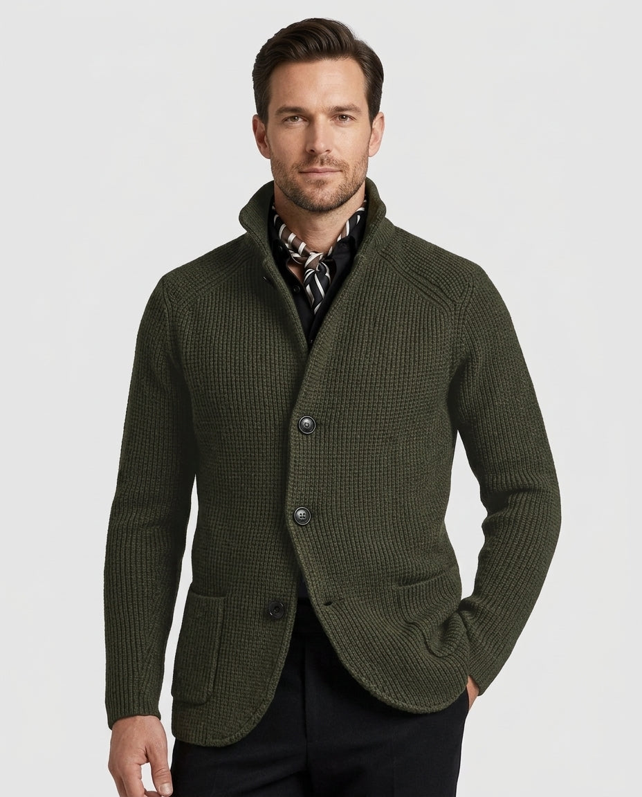 Men's Casual Overcoat Relaxed Fit Long Sleeve Lapel Closure Everyday Style - Front [Lystr 6ad8a45912cc3a36a9cfcd51:front]