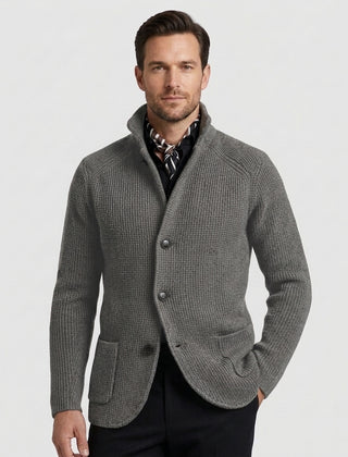 Men's Casual Overcoat Relaxed Fit Long Sleeve Lapel Closure Everyday Style - Grey Front [Lystr 6ad8a45912cc3a36a9cfcd51:grey:front]