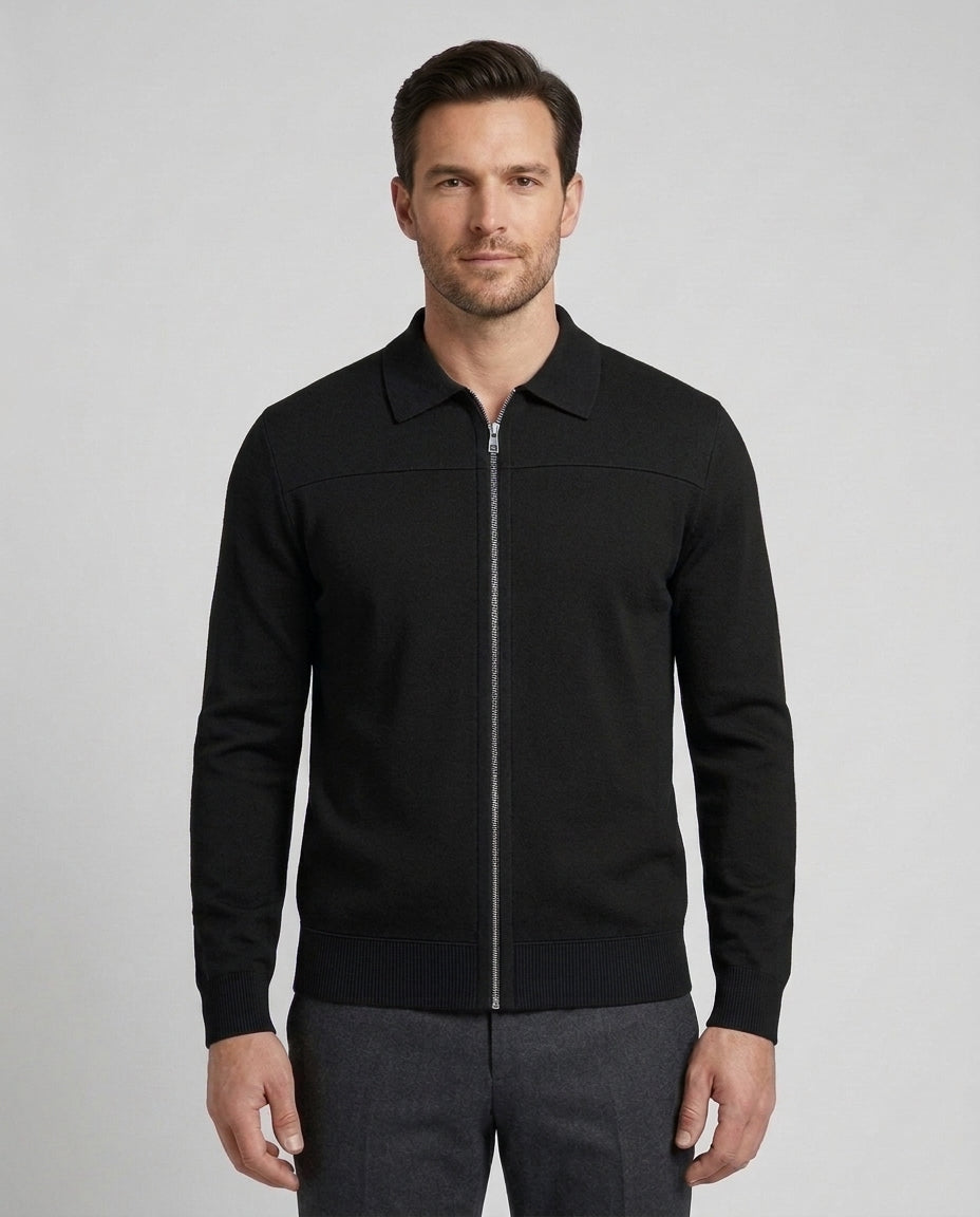 Men's Stand Collar Gilet Full Zip Layering Casual Everyday - Black Front [Lystr 6ad8a5e012cc3a36a9cfcd55:black:front]