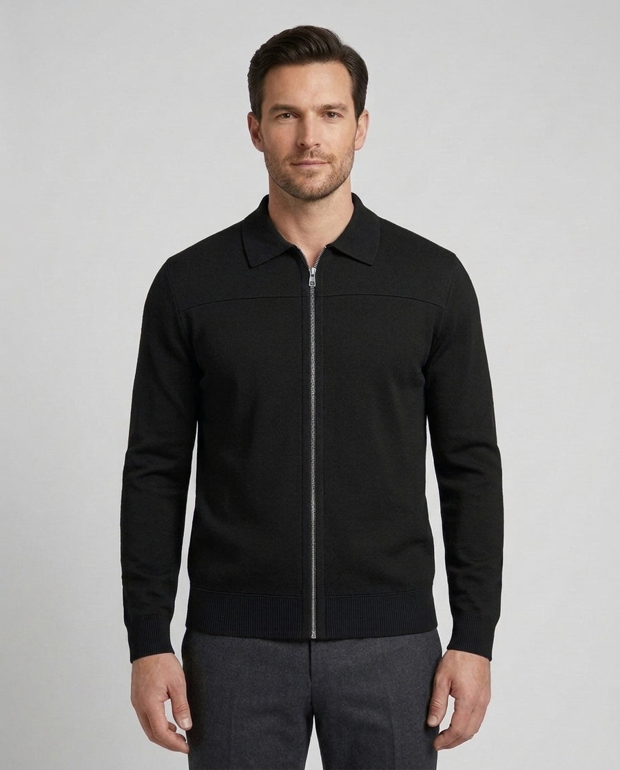 Men's Stand Collar Gilet Full Zip Layering Casual Everyday - Black Front [Lystr 6ad8a5e012cc3a36a9cfcd55:black:front]