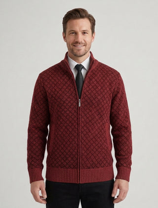 Men's Classic Hybrid Cardigan Long Sleeve Open Front Versatile Layering - Red Front [Lystr 6ad8a65812cc3a36a9cfcd57:red:front]