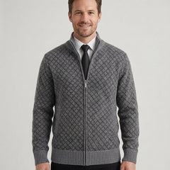 Men's Classic Hybrid Cardigan Long Sleeve Open Front Versatile Layering - Grey Front [Lystr 6ad8a65812cc3a36a9cfcd57:grey:front]