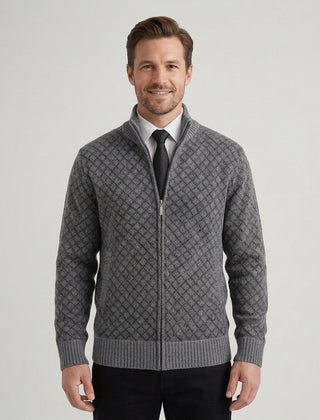 Men's Classic Hybrid Cardigan Long Sleeve Open Front Versatile Layering - Grey Front [Lystr 6ad8a65812cc3a36a9cfcd57:grey:front]
