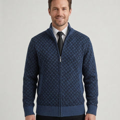 Men's Classic Hybrid Cardigan Long Sleeve Open Front Versatile Layering - Blue Front [Lystr 6ad8a65812cc3a36a9cfcd57:blue:front]