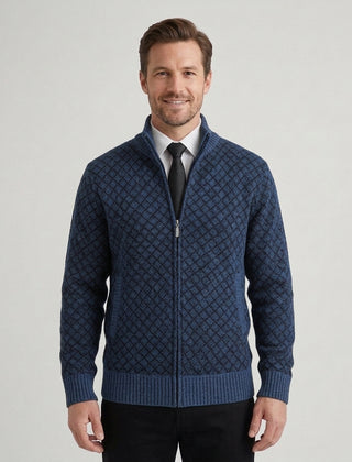 Men's Classic Hybrid Cardigan Long Sleeve Open Front Versatile Layering - Blue Front [Lystr 6ad8a65812cc3a36a9cfcd57:blue:front]