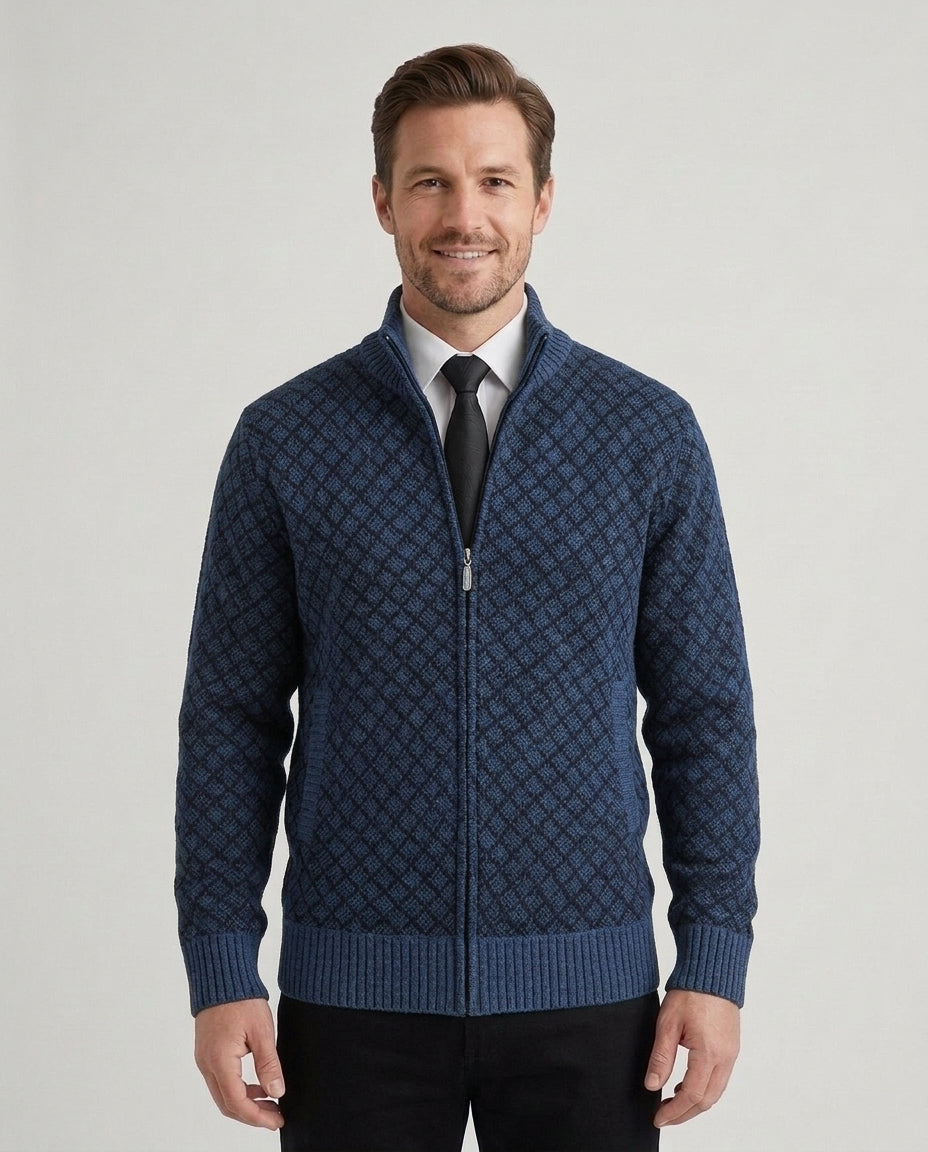 Men's Classic Hybrid Cardigan Long Sleeve Open Front Versatile Layering - Blue Front [Lystr 6ad8a65812cc3a36a9cfcd57:blue:front]