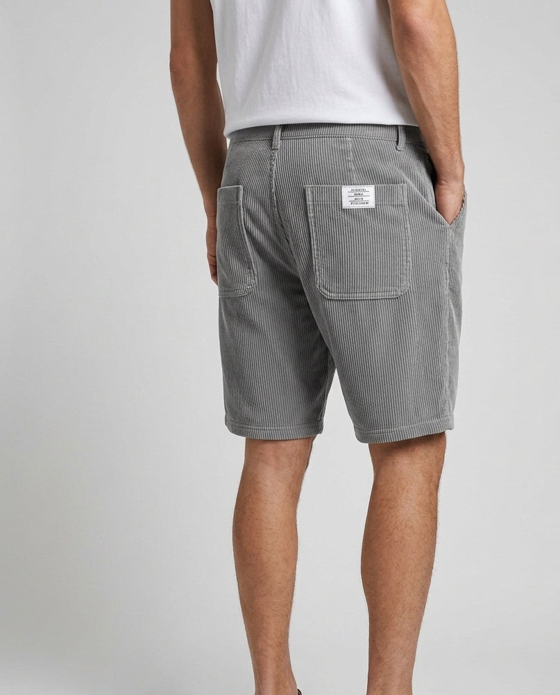 Men's Corduroy Shorts Cord Texture Relaxed Fit Drawstring Elastic Waist Casual Everyday Holiday Vintage Barlow - Front [Lystr 6ad8ad0612cc3a36a9cfcd61:front]