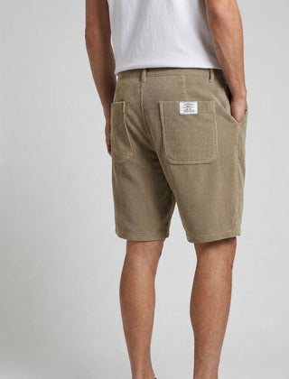 Men's Corduroy Shorts Cord Texture Relaxed Fit Drawstring Elastic Waist Casual Everyday Holiday Vintage Barlow - Khaki Front [Lystr 6ad8ad0612cc3a36a9cfcd61:khaki:front]