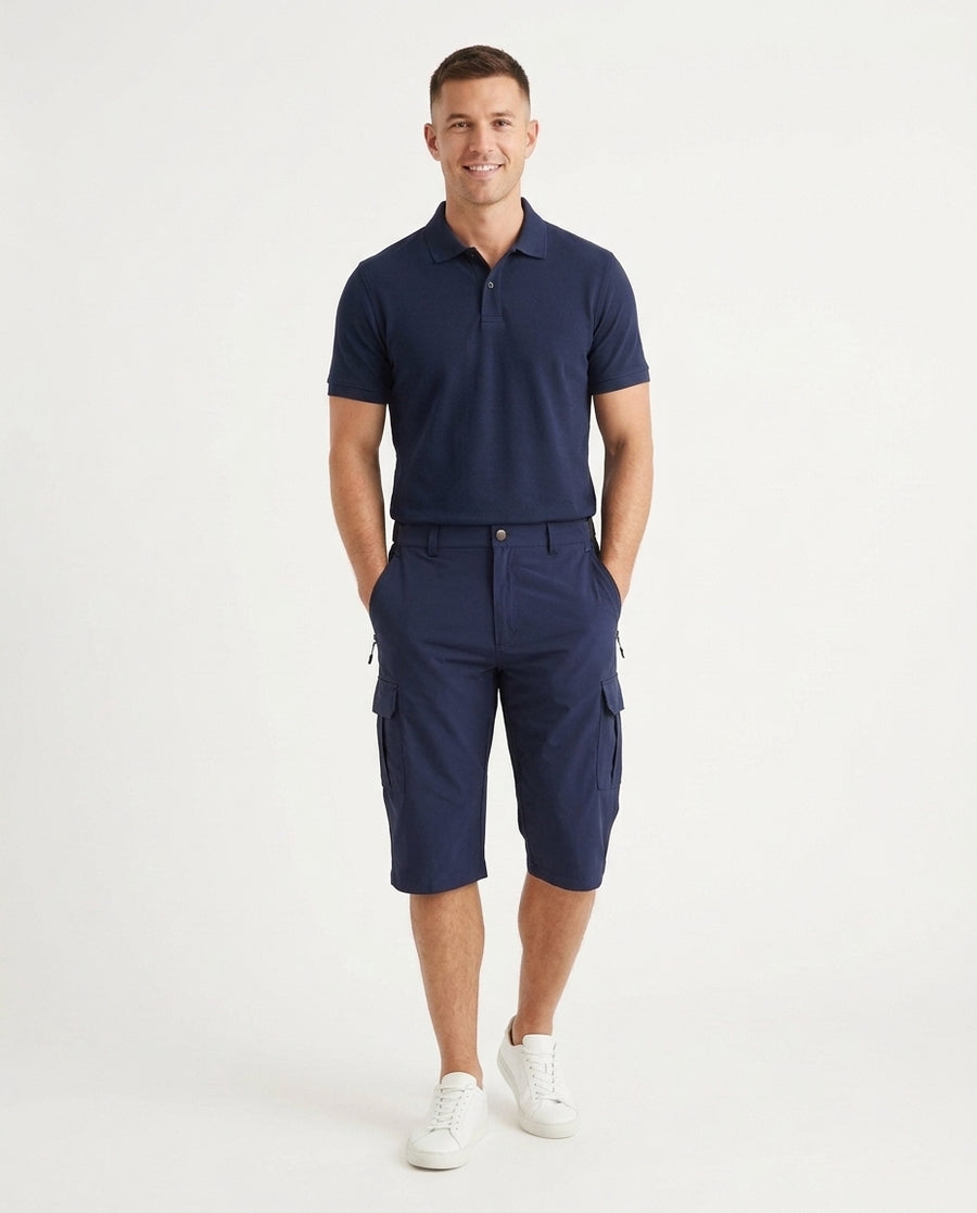 Men's Cargo Shorts Knee-Length Multi-Pocket Utility Drawstring Relaxed Fit Casual Streetwear Workwear Cash - Front [Lystr 6ad8ae921ff5f45ad24b6bf6:front]