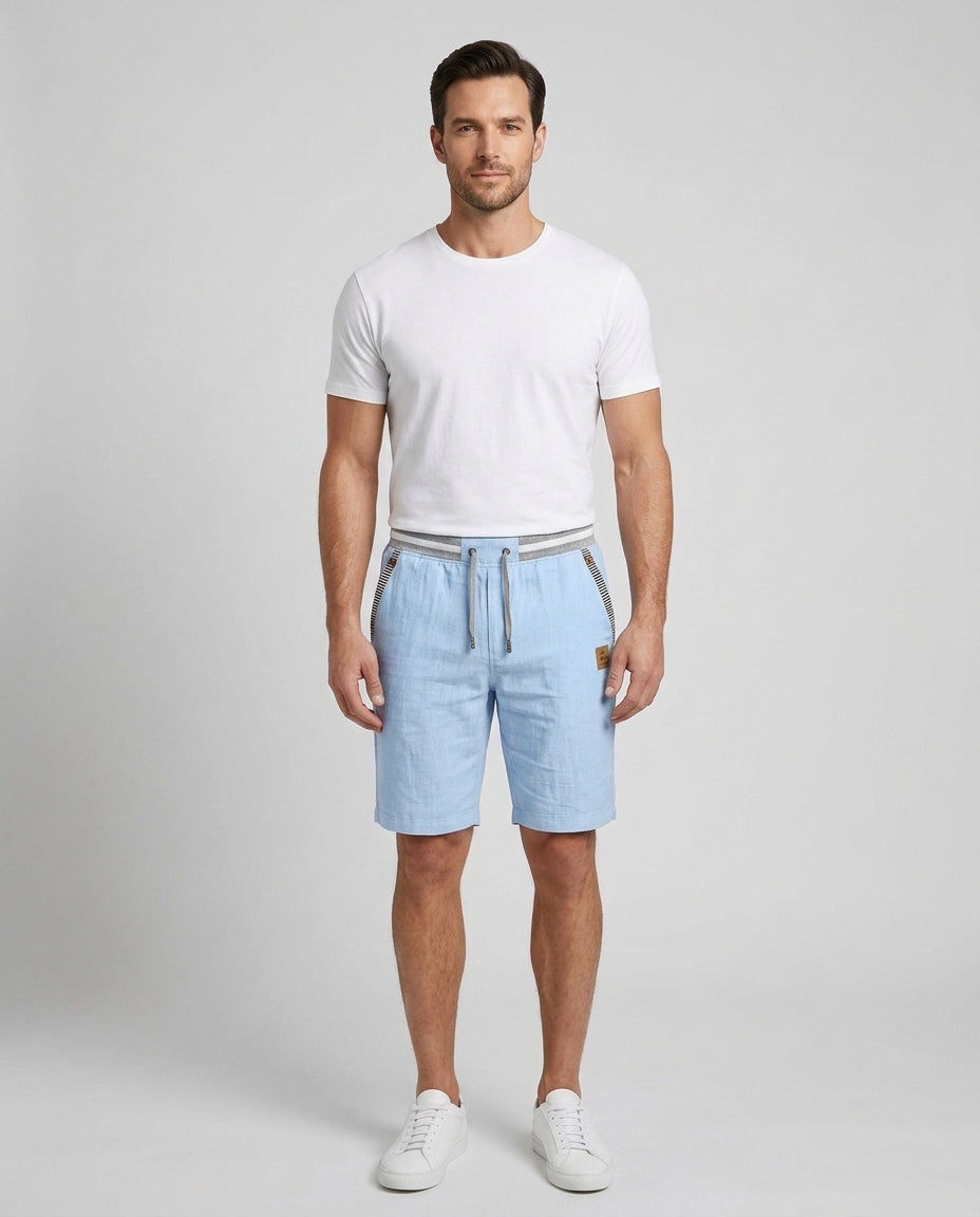 Men's Drawstring Shorts Relaxed Fit Elastic Waist Casual Everyday Beach Holiday Loungewear Chino Harlan - Front [Lystr 6ad9db6a9c0f599a3b456a1b:front]