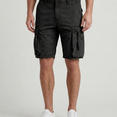 Men's Casual Cargo Shorts Drawstring Lightweight Versatile Outdoor Adventure - Black Front [Lystr 6ad9dd049c0f599a3b456a1d:black:front]