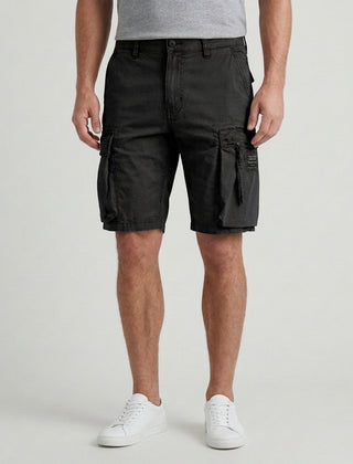 Men's Casual Cargo Shorts Drawstring Lightweight Versatile Outdoor Adventure - Black Front [Lystr 6ad9dd049c0f599a3b456a1d:black:front]