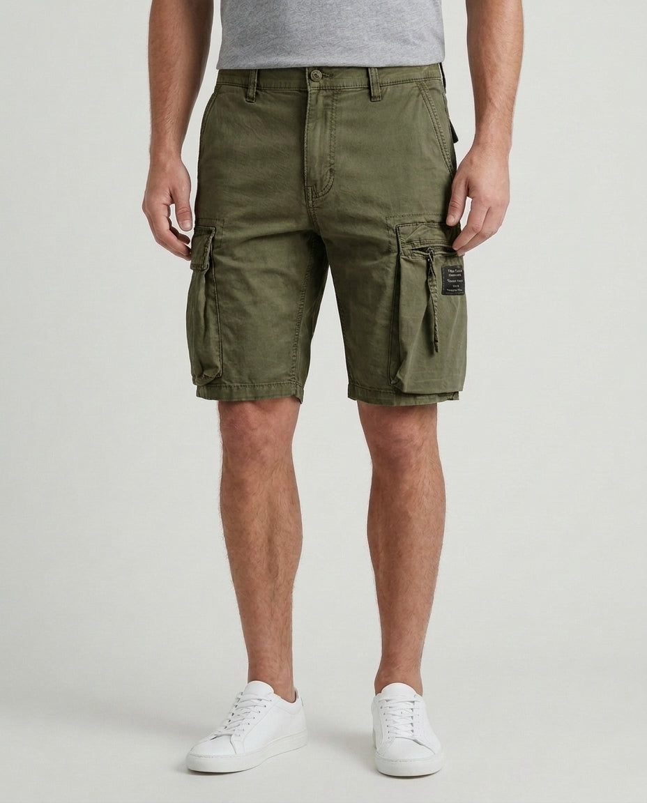 Men's Casual Cargo Shorts Drawstring Lightweight Versatile Outdoor Adventure - Army Green Front [Lystr 6ad9dd049c0f599a3b456a1d:army green:front]