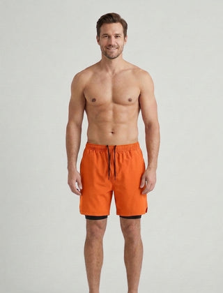 Men's Active Shorts Functional Quick-Dry Elastic Waist Drawstring Mesh Sport Gym Training Running Everyday Athletic Flint - Orange Front [Lystr 6ad9ddc99c0f599a3b456a1f:orange:front]