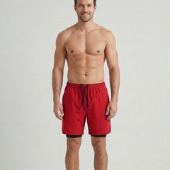 Men's Active Shorts Functional Quick-Dry Elastic Waist Drawstring Mesh Sport Gym Training Running Everyday Athletic Flint - Red Front [Lystr 6ad9ddc99c0f599a3b456a1f:red:front]