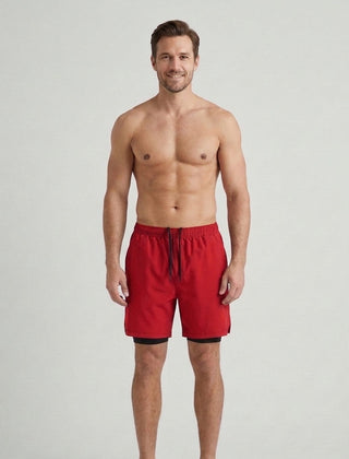 Men's Active Shorts Functional Quick-Dry Elastic Waist Drawstring Mesh Sport Gym Training Running Everyday Athletic Flint - Red Front [Lystr 6ad9ddc99c0f599a3b456a1f:red:front]