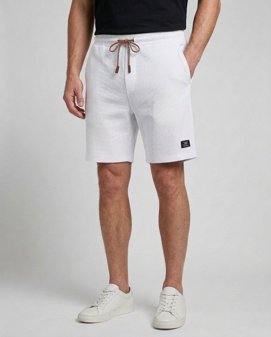 Men's Casual Shorts Relaxed Fit Drawstring Elastic Waist Everyday Beach Holiday Loungewear Chino Deacon - White Front [Lystr 6ad9dfdc9c0f599a3b456a23:white:front]